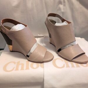 Chloe Women Eliza Slingback Wedge Sandals Size 37.5 EUC With Dust  Bag And Box